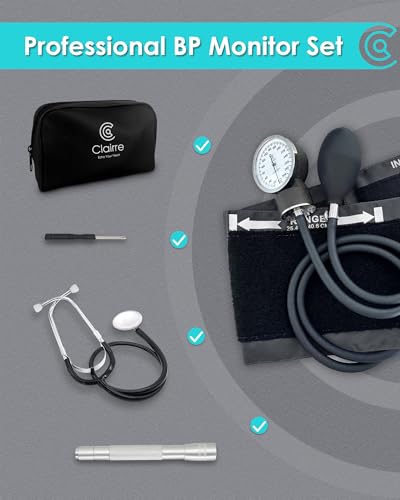 Blood Pressure Cuff Manual with Stethoscope & Penlight for Nurses - color: Black, style: With Basic Stethoscope & Penlight
