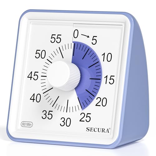Secura Visual Timer for Kids, 60 Minute Classroom Countdown Timer for Study - color: Purple & Purple