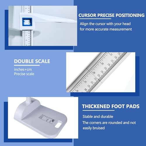 Aluminum Alloy Height Measurement 5-Section Portable Height Measure 8-82 inch/20-210 cm/Unit with cm & inch for Offices, Gyms, School and Physical examinations - color: light blue-height measuring rod-3