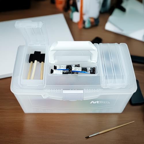 ArtBin Twin Top 17-Inch Craft Supply Box with Handle, Translucent