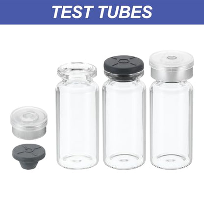 PATIKIL 10ml Sample Vials 20Pcs Lab Empty Vials with Butyl Rubber Stopper