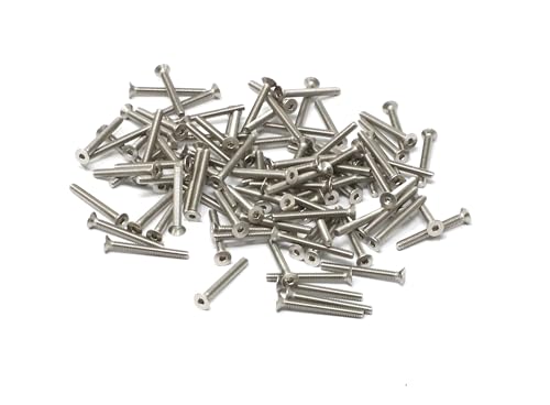 iexcell 100 Pcs M2 x 18mm Thread Pitch 0.4 mm Stainless Steel 304 Hex Socket Flat Head Cap Screws Bolts Kit - size: M2 x 18mm