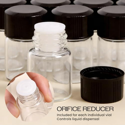 Beauticom 2ML Clear Glass Vial 60 Pieces with Orifice Reducer - color: Clear, size: 60 Bottles