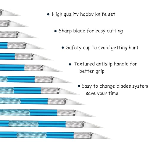 Mudder 15 Pack Exacto Knife Set, Craft Knives Hobby Knife, Blue - color: Blue