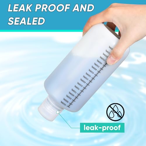 32oz/1000ml Narrow Mouth Plastic Bottles with Caps, HDPE Laboratory Grade Graduated Liquid Containers for Reagent Sample Medicine Water Storage (Translucent, 2 Pcs) - size: 32 Ounces