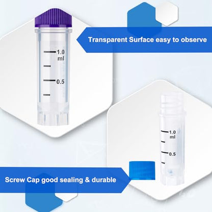 1.0ml Cryovials, Side-Coded, External Thread, Yellow, 500Pcs - color: Yellow, size: 1.0ml