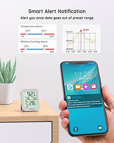 Govee Indoor Hygrometer Thermometer 2Pack H5075 with Bluetooth App Control - color: Grey, size: 2 Pack