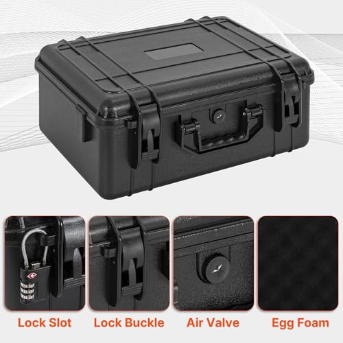 TORIBIO Hard Carrying Case with Foam, Shockproof Storage Box 16.3"x12"x5.3" - size: 16.3" x 12" x 5.3"