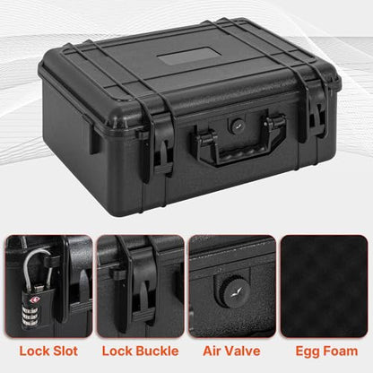TORIBIO Hard Carrying Case with Foam, Shockproof Storage Box 16.3"x12"x5.3" - size: 16.3" x 12" x 5.3"
