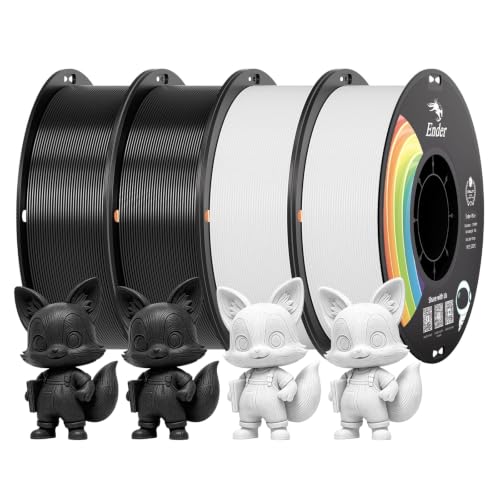 Creality 3D Printer Filament PLA 1.75mm 4KG, Upgrade PLA+ Filament Strong Toughness No-Tangling Vacuum Packaging 3D Printing Filament Fit Most 3D Printers - color: Pla+-2*black+2*white