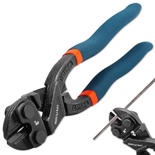 PRIDE&CRAFT 8 inches Mini Bolt Cutter Heavy Duty Cutting Tool for Wire, Chain, and Bolts, Snips Clippers with Soft Non-Slip Grip, Portable for Electricians, DIY Enthusiasts (Mini Bolt Cutter, 8 Inch) - color: Mini Bolt Cutter, size: 8 Inch