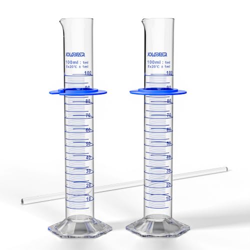 JOLABEAR 100 mL Glass Graduated Cylinder, 3.3 Borosilicate, 2-Pack - size: 100ml-2pcs