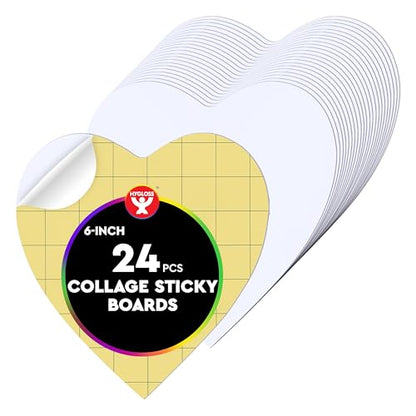 Hygloss Sticky Heart Craft Boards - 24 Pack 6-Inch Self Stick Collage Boards for Kids - Peel & Stick Mounting Boards for Art Projects, School Crafts, Classrooms, and DIY Displays - size: 24-Pcs, style: Heart 6"