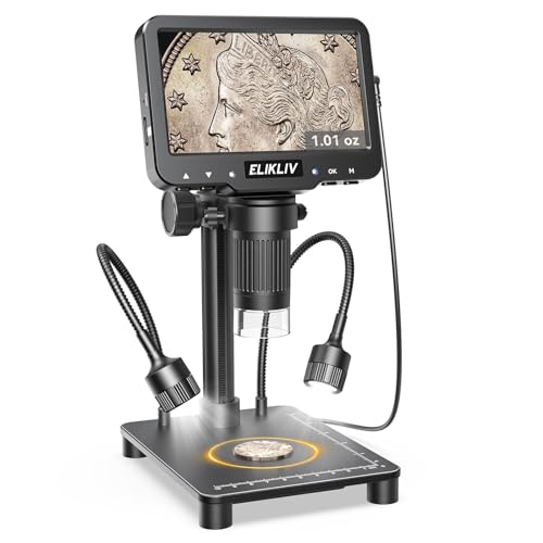 Elikliv Coin Microscope with Weighing Scale, Digital Magnifier 8+2 Lights