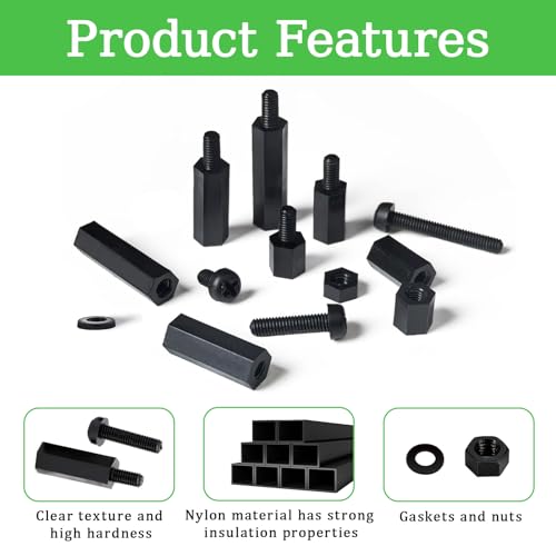 365 Pcs M2.5 Black Nylon Hex Standoff Screw Nut Kit - size: M2.5-365Pcs