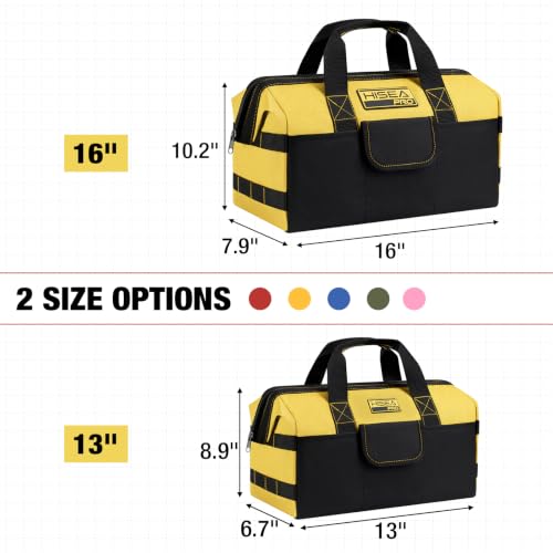 HISEA 3 Pack Heavy Duty Tool Bag, 16-Inch Waterproof Tools Organizer Tote - color: Yellow, size: 16 Inch