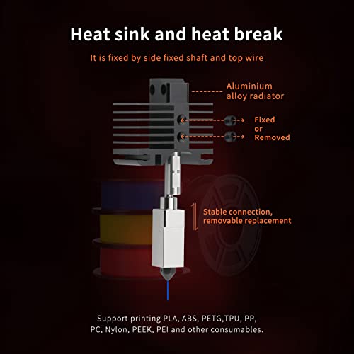 UP to 500C High Temperature Upgraded Hotend with Plated Copper Heater Block Titanium Heatbreak, Extra Hardened Steel Nozzle Compatible with BB X1 Carbon X1-Carbon Combo P1P 3D Printer (Hotend) - style: Hotend