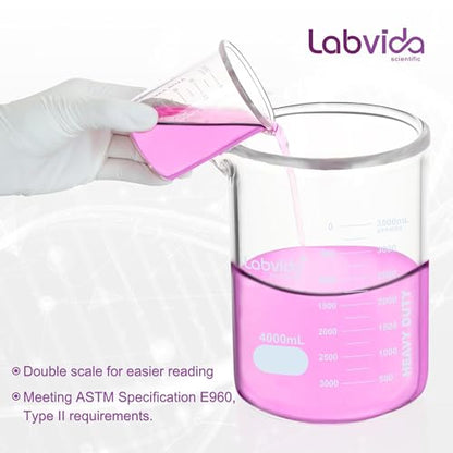 4pcs 500ml 3.3 Borosilicate Glass Thick Beakers, LVA012 - style: 4pcs of Vol.500ml