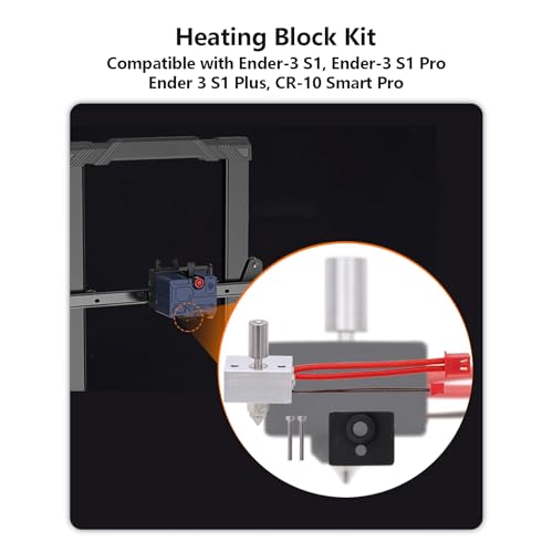 Creality 300℃ High Temperature Heat Block Kit for Ender-3S1, 3D Printer Heating Block Titanium Alloy Throat Tube 3 Silicone Socks and 5 PCS Nozzle Kit for Ender 3 S1/S1 Pro/Plus, CR-10 Smart Pro
