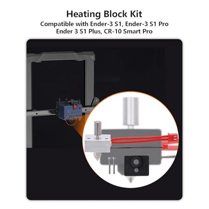 Creality 300℃ High Temperature Heat Block Kit for Ender-3S1, 3D Printer Heating Block Titanium Alloy Throat Tube 3 Silicone Socks and 5 PCS Nozzle Kit for Ender 3 S1/S1 Pro/Plus, CR-10 Smart Pro