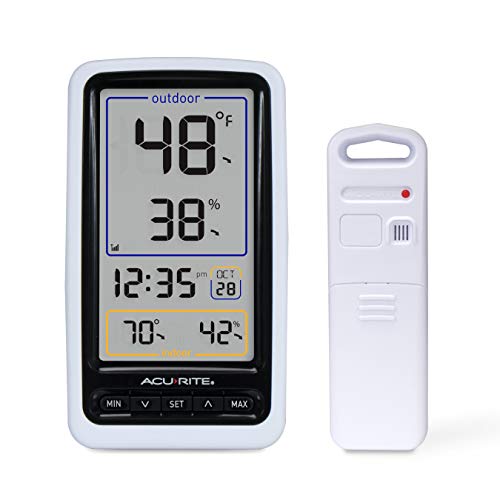 AcuRite 01136M Wireless Thermometer with Indoor/Outdoor Temperature and Humidity, White - color: White (Single with Humidity & Clock), size: Single