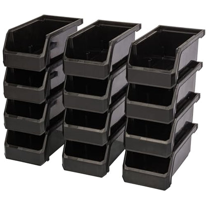 ReadySpace Small Stackable Plastic Storage Bins, 12-Pack, Black - color: Black, size: Small, 12-Pack