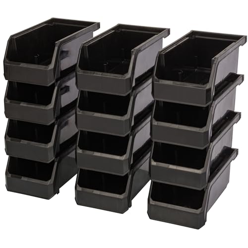 ReadySpace Small Stackable Plastic Storage Bins, 12-Pack, Black - color: Black, size: Small, 12-Pack