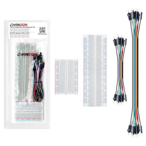 Chanzon Breadboard Kit: 2X Solderless Breadboard + 40pcs 24AWG Jumper Wires - size: 400+830 Points