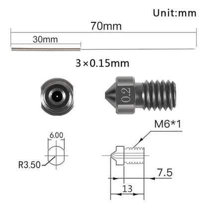 Aokin 3 Pcs 0.2mm Hardened Steel Nozzles Extruder Nozzles 3D Printer Nozzles for E3D V5 V6 and 3 Pcs 0.15mm Stainless Steel Nozzle Cleaning Needles for 1.75mm Filament 3D Printer with Wrench - color: 0.2mm