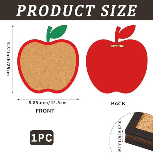 CRASPIRE Apple Pin Cork Board Framed Bulletin Display Badge Vintage Wooden Decorative Corkboard 8.85x9.84 Wall Mounted Memory Memo Brooch Lapel Holder Storage for Home Office School Classroom Wedding - style: Apple