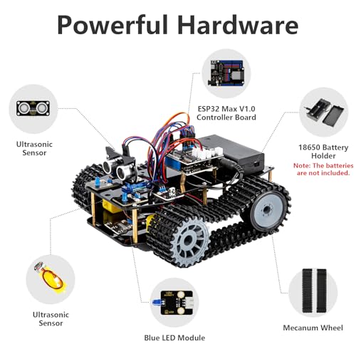 ACEBOTT Smart Robot Tank Car Kit with ESP32 for Arduino Robotics for Kids Ages 8-12 12-16 STEM Science Kits Coding Gifts for 8-16 Year Old Boys Girls Teens Cool Engineering Building Toys Unique Gifts - color: Gray