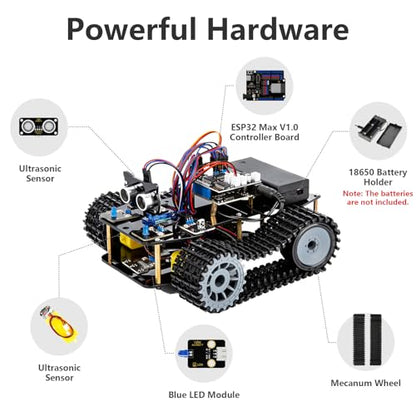 ACEBOTT Smart Robot Tank Car Kit with ESP32 for Arduino Robotics for Kids Ages 8-12 12-16 STEM Science Kits Coding Gifts for 8-16 Year Old Boys Girls Teens Cool Engineering Building Toys Unique Gifts - color: Gray