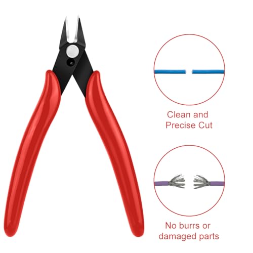 Ainiv Wire Cutters, 1PCS Spring-loaded Side Cutters Flush Diagonal Cutters - color: Red Wire Cutter-1pcs, size: 1pcs