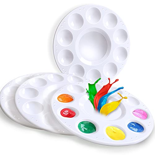 4 PCS Paint Palette, INIFUS Paint Pallet for Kids & Students，Plastic Paint Tray Palettes with 10 Wells,Painting Supplies for Kids - color: 4pcs