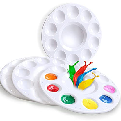 4 PCS Paint Palette, INIFUS Paint Pallet for Kids & Students，Plastic Paint Tray Palettes with 10 Wells,Painting Supplies for Kids - color: 4pcs