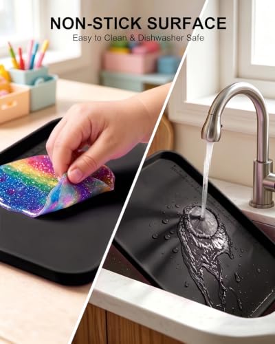 Silicone Mats for Crafts, 12" x 19" Waterproof Non-Slip Playdoh Mat - color: Black, size: 19"x12"