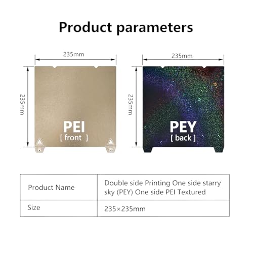 235x235mm 3D Printer Build Plate Textured PEI Spring Steel Sheet & Smooth Surface PEY for K1/Ender 3 V3 SE/Ender 3 V3 KE/Ender 3 S1 Pro/Ender 3 V2 Neo/Sovol SV05/SV06 Heated Bed Platform - color: Blue
