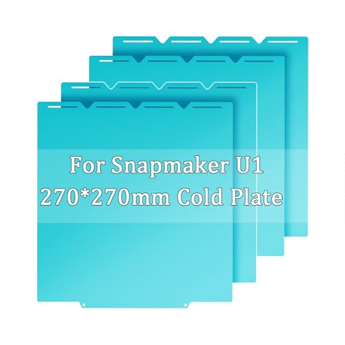 3D Printer Cool Build Plate Compatible with Snapmaker U1 3D Printer, 270x270mm Cold Plate, Light Blue, No Cooling Needed, Bend to Remove Models,Double Sided Textured 3D Printing Build Bed - size: U1-270mm*270mm