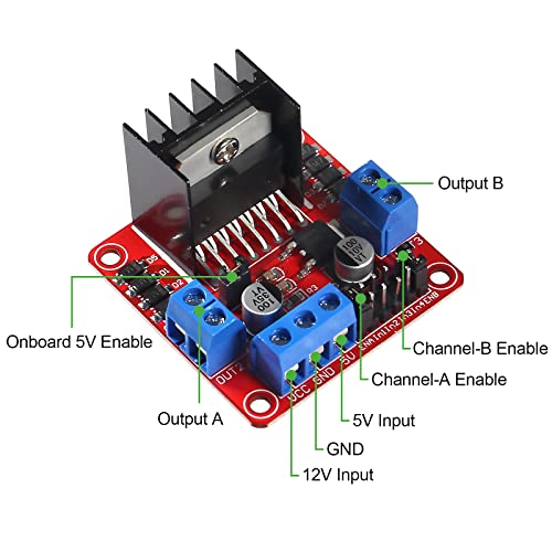 DIANN 4 Sets DC Gearbox Motor TT Motor 200RPM Tire Wheel DC 3-6V 1:48 Male Connector with 2pcs L298N Motor Drive Controller Board and Cables M/F M/M F/F - style: 4 Sets Motor with L298N
