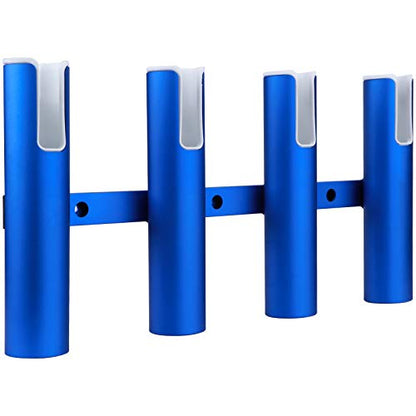 Aluminium Wall-Mounted Fishing Rod Holder for Boat, Garage & Marine - Holds Rods & Poles - color: Blue 4 Tubes