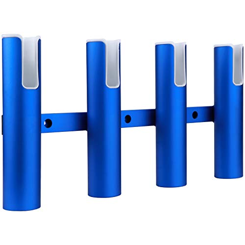 Aluminium Wall-Mounted Fishing Rod Holder for Boat, Garage & Marine - Holds Rods & Poles - color: Large Blue 4 Tubes