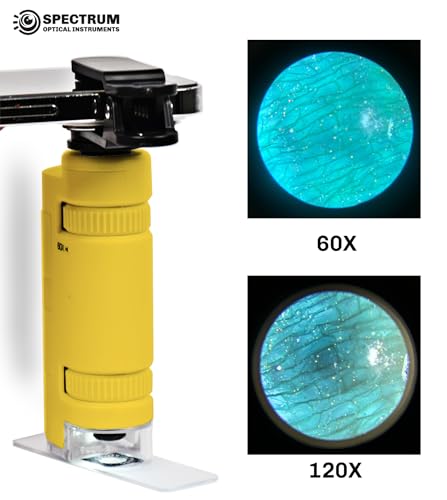 EasyMicro LED Lighted Pocket Microscope 60-120X Magnification Yellow Color - color: Yellow