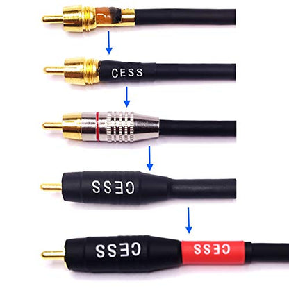 CNCESS Waterproof RCA Male to Male Cable, 2-Pack (2 Feet) - size: 2 FT