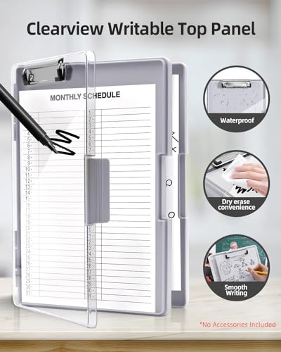 Clipboard with Storage, Nurse Dry Erase Clip Board, 8.5x11, Lvory - color: Lvory
