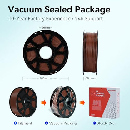 Kingroon Dark Brown PLA Filament 1.75mm ±0.02mm, 2.2lbs – Rich Walnut Tone, No Clogging, Tangle-Free, Vacuum Sealed, Easy Printing for FDM 3D Printers，Brown-Coffee - color: 1kg Dark Brown