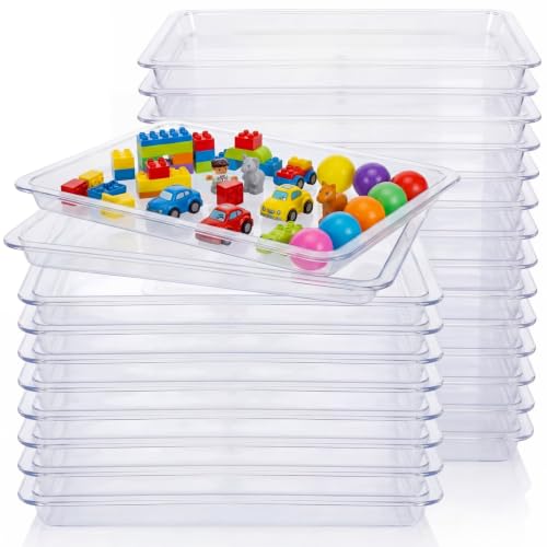 Remerry 24 Pcs Art Craft Tray for Kid, 13.4 x 10 Inch, Clear - color: Clear, size: 13.4 x 10 Inch