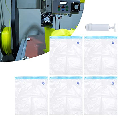 Shanrya Filament Storage Bag, 5pcs Vacuum Dryer for 3D Printer Filament, Plastic, Approx. 33 x 30cm / 13 x 11.8in, Includes Air Pump Extractor