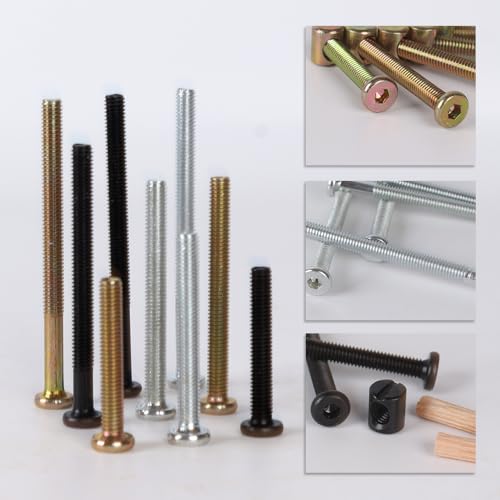 Baby Bed Frame Bolts, Crib Screws Hardware ReplacementKit M6x20/40/60/80mm Hex Drive Socket Cap Screws Barrel Nuts Wooden Dowel Kit for Beds Chairs Furniture et (Silver-26set) - size: Silver-26set
