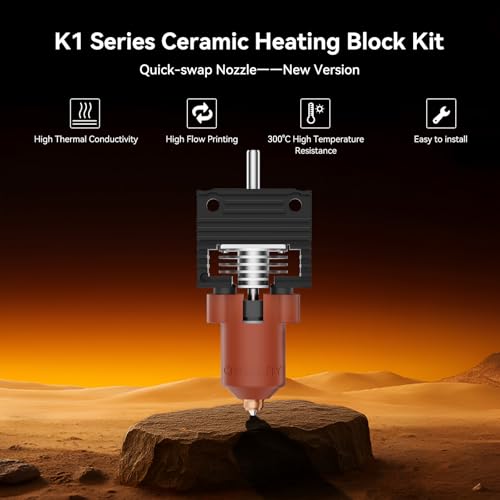Creality 2026 Official K1/K1 Max/K1C/K1 SE Upgrade Ceramic Heating Block Hotend Kit, Unicorn Quick Swap Nozzle Kit, All-Metal Integrated Design Kit for K1 Series 3D Printers (Terminal with Buckle) - style: For K1/K1 Max/K1C/K1 SE