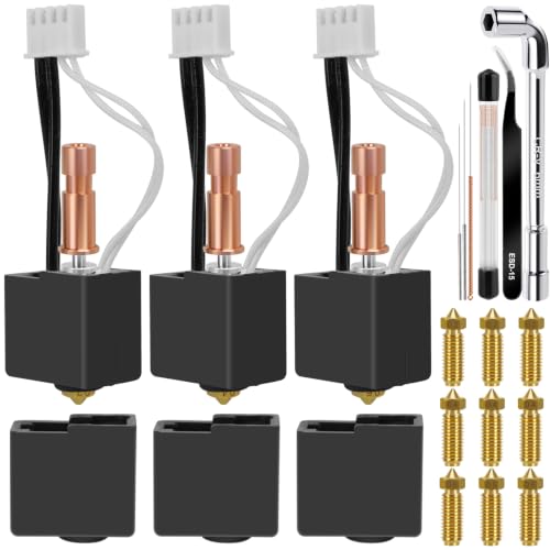 42 PCS Kobra S1 Hotend Kit, Hotend Assembled Extruder Printhead Kit with 9 Brass Nozzle 0.2/0.4/0.6mm, 25 Cleaning Needles, 3 Silicone Cover, Wrench and Tweezers, for Anycubic Kobra S1/Kobra S1 Combo - color: 42 PCS